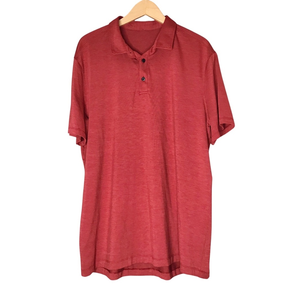 Lululemon Polo Short Sleeve Golf Shirt Red Orange ESTIMATED Size Large Men's